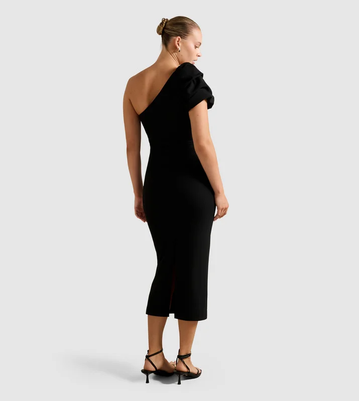 forever new LINDA One Shoulder Puff Sleeves Midi Dress